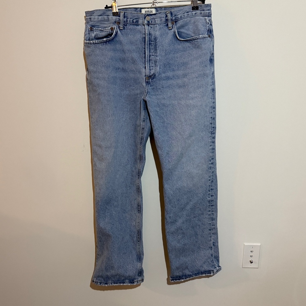 AGOLDE FRAN LOW SLUNG Light Blue Denim Jeans Color: FORCE